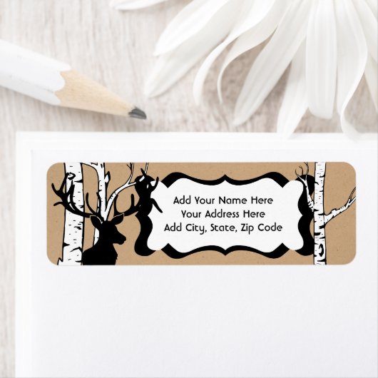 Silhouet Herten Berken Bos Adresetiketten Etiket (Insitu)