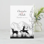 Silhouet Herten en Bergen Bruiloft Uitnodiging (Staand voorkant)