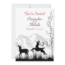 Silhouet Herten en Bergen Zwart, Wit Bruiloft