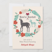 Silhouet Herten Folk Art Winter Baby shower Kaart (Voorkant)