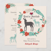 Silhouet Herten Folk Art Winter Baby shower Kaart (Voorkant / Achterkant)