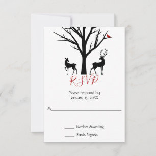 Silhouet Herten Koppel Winter Liefde Trouwen RSVP Kaartje
