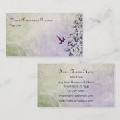 Silhouet Hummingbird en bloemen Visitekaartje (Voorkant / Achterkant)