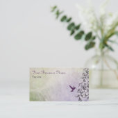 Silhouet Hummingbird en bloemen Visitekaartje (Staand voorkant)
