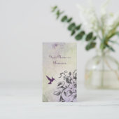 Silhouet Hummingbird en bloemen Visitekaartje (Staand voorkant)