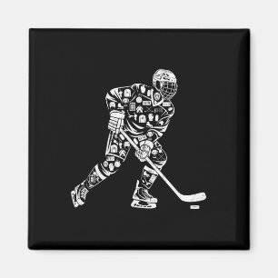 Silhouet ijshockeyspeler vrouwen moeder meisje magneet