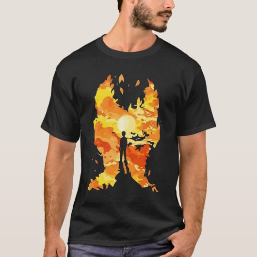 Silhouet in Vlammen van Verbeelding T-Shirt (Voorkant)