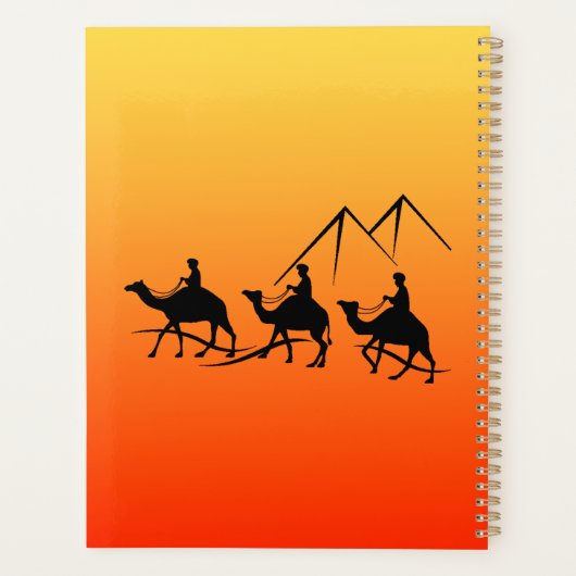 Silhouet kameel zonnig Egypte heet midden oosten Planner (Achterkant)