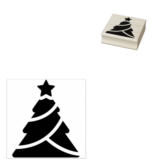 silhouet kerstboom kunst stempel (Gestempeld)