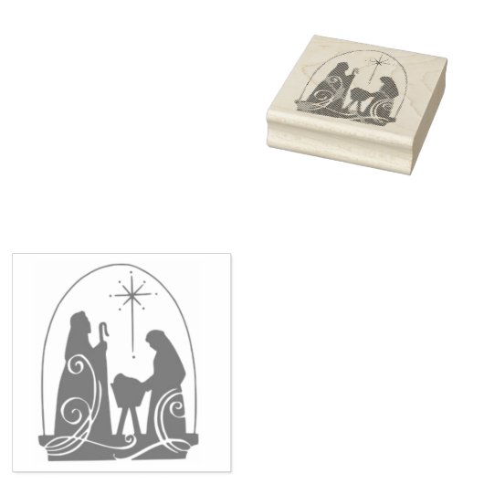 Silhouet Kerstmis kerststal kunststempel Rubberstempel (Gestempeld)