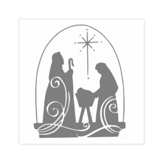 Silhouet Kerstmis kerststal kunststempel Rubberstempel (Afrduk)