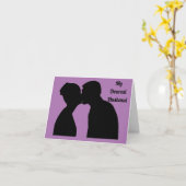 Silhouet Kissing Paar Jubileum Kaart (Gele Bloem)