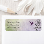 Silhouet kolibrie en bloemen adreslabel etiket (Insitu)