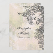 Silhouet Kolibries en bloemen bruiloft Kaart (Voorkant / Achterkant)