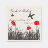 Silhouet Kolibries & Red Poppies Custom Servetten (Voorkant)