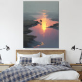 Silhouet Koppel Zonsondergang Stroom Reflectie Canvas Afdruk (Insitu (Slaapkamer))