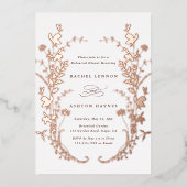 Silhouet Krans Oefen Diner Bloemen     Folie Uitnodiging (Voorkant)