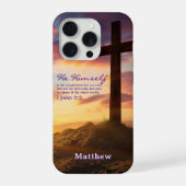 Silhouet Kruis Bijbeltekst Persoonlijk iPhone Hoesje (Achterkant)