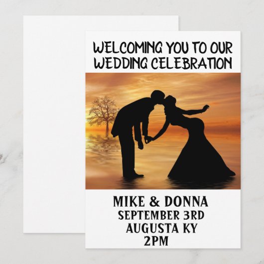 SILHOUET KUNSTWERK TROUW UITNODIGINGEN (Voorkant / Achterkant)