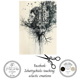 Silhouet Leeuwenkop in boom Decoupage Tissuepapier