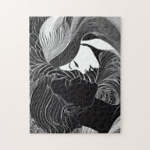 Silhouet Liefdesverhaal: Zwart & Wit Kus Legpuzzel (Verticaal)