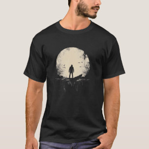 Silhouet Man in Maneschijn Schaduw Maan Maannacht T-shirt
