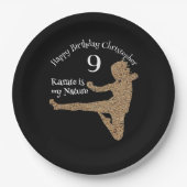 Silhouet Martial Arts Japan Karate Jongen Verjaard Papieren Bordje (Voorkant)