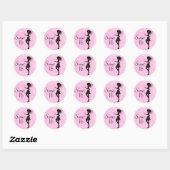 Silhouet Meisje en Harten Sweet 16 Roze - Zwart Ronde Sticker (Vel)