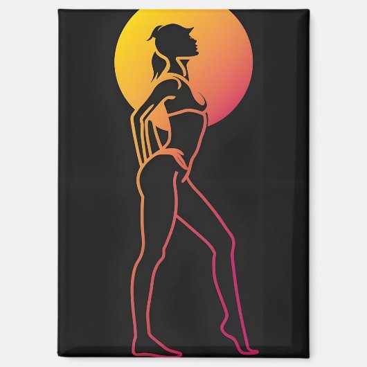 silhouet meisje magneet (Voorkant)