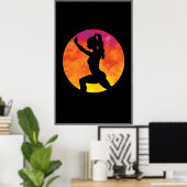 silhouet meisje workout maan poster (Thuiskantoor)