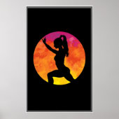 silhouet meisje workout maan poster (Voorkant)