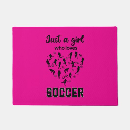 Silhouet meisjes die Voetbal spelen Deurmat (Voorkant)