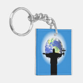 Silhouet met een kruis sleutelhanger (Voorkant Links)