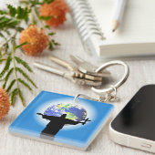 Silhouet met een kruis sleutelhanger (Voorkant Rechts)