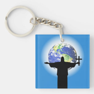 Silhouet met een kruis sleutelhanger