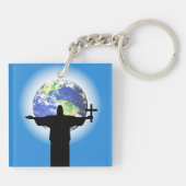 Silhouet met een kruis sleutelhanger (Achterkant)
