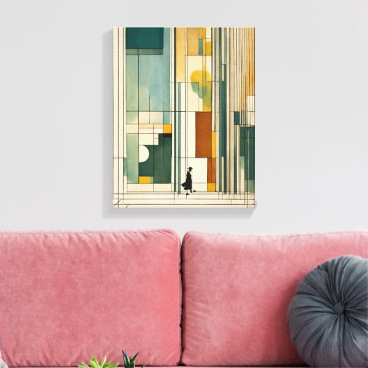 Silhouet Moderne Kleurrijke Verpakte Kunst Canvas  (Insitu (Woonkamer))