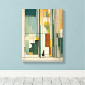 Silhouet Moderne Kleurrijke Verpakte Kunst Canvas  (Insitu (Houten vloer))