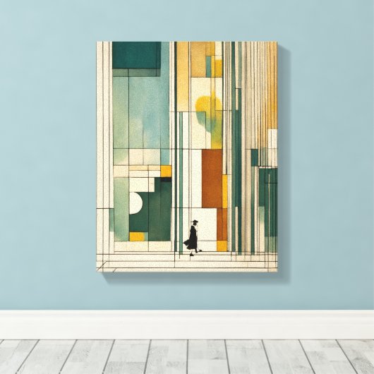 Silhouet Moderne Kleurrijke Verpakte Kunst Canvas  (Insitu (Houten vloer))