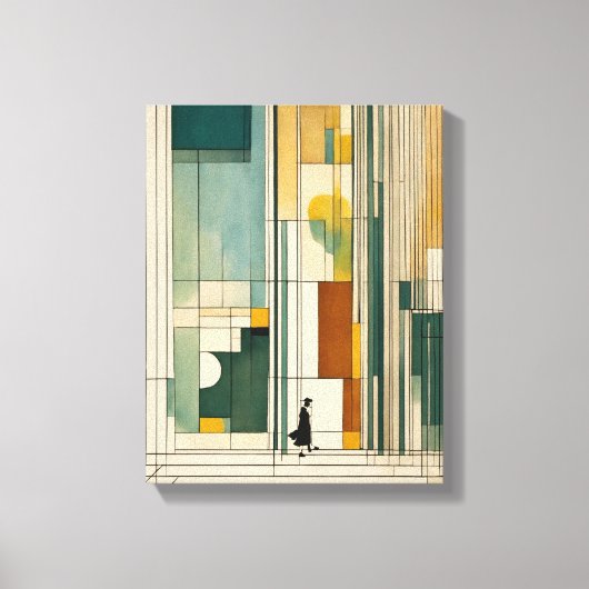 Silhouet Moderne Kleurrijke Verpakte Kunst Canvas  (Voorkant)