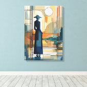 Silhouet Moderne Kleurrijke Verpakte Kunst Canvas  (Insitu (Houten vloer))