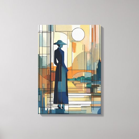 Silhouet Moderne Kleurrijke Verpakte Kunst Canvas  (Voorkant)