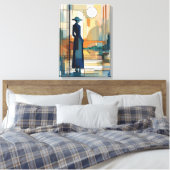 Silhouet Moderne Kleurrijke Verpakte Kunst Canvas  (Insitu (Slaapkamer))