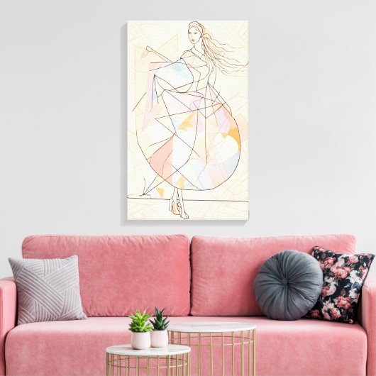 Silhouet Moderne Kleurrijke Verpakte Kunst Canvas  (Insitu (Woonkamer))