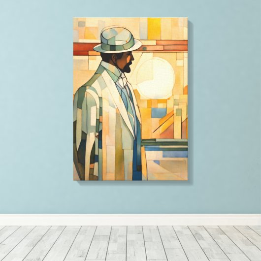 Silhouet Moderne Kleurrijke Verpakte Kunst Canvas  Afdruk (Insitu (Houten vloer))