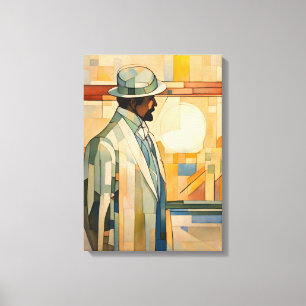 Silhouet Moderne Kleurrijke Verpakte Kunst Canvas  Afdruk