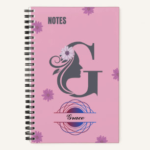 Silhouet Monogram Notitieboek - Genoemd met letter