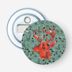 Silhouet mozaïek hertenkop button flesopener