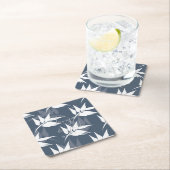 Silhouet Navy Bloemen Bladeren Kartonnen Onderzetters (Insitu)