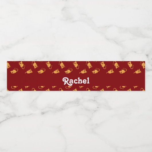 Silhouet on red waterfles etiket (Enkel label)